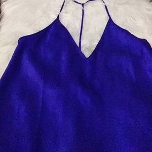 BLUE SILK LIKE TOP